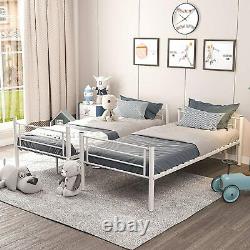 White Bunk Bed Single Metal Bunk Beds Frame2 x 3FT Convertible Into 2 Individual