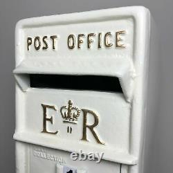 White Pillar Post Mail Box Letter Cast Iron Lockable Keys Outdoor Standing New