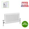 White Traditional Column Radiator Cast Iron Style Rads with Cross Angled Valves