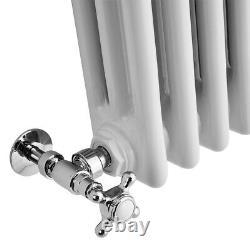 White Traditional Triple Column Cast Iron Style Horizontal Radiator 300 x 1010mm