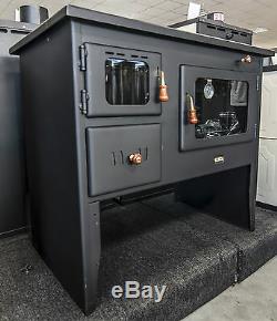 Wood Burning Cooker Cast Iron Top Oven Cooking with Boiler Solid Fuel 16 kw