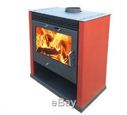 Wood Burning Multi-Fuel Ruben Red 16kw Burner Contemporary Modern Stove