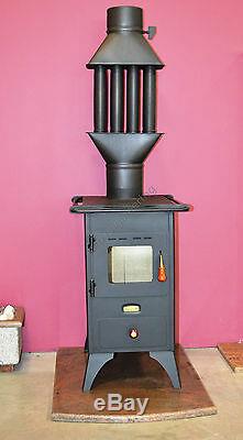 Wood Burning Stove Prity Mini 5 kW with a Cast Iron Top Fireplace Option Granite