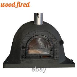 Wood fired Pizza oven 100cm black elite-Deluxe /cast iron door (package deal)