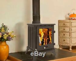 Woodburner Cast Iron Log Burner Multifuel Wood Burning Stove Fireplace 5KW CR-A5