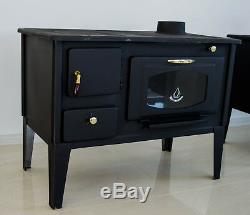 Woodburning Cooking Stove Oven with glass PROMETEY 7 kW cast iron top NAR TYPE