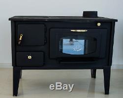 Woodburning Cooking Stove Oven with glass PROMETEY 7 kW cast iron top NAR TYPE