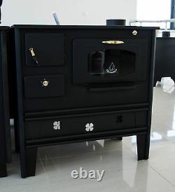 Woodburning cookin stove oven with glass PROMETEY 7 kW cast iron top NAR TYPE