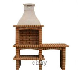 XL Double Brick outdoor BBQ masonry Mediterranean with chimney and 60X40 grill