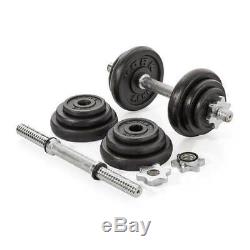 York 20kg Cast Iron Dumbbell Weight Set in Case with 12 Plates, 14 Bars & Collars