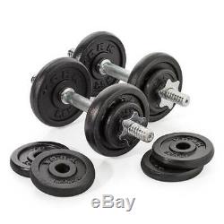 York 20kg Cast Iron Dumbbell Weight Set in Case with 12 Plates, 14 Bars & Collars