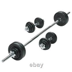 York 50kg Cast Iron Barbell & Dumbbell Weights Set Home Gym Free Training