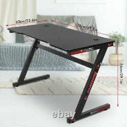 Z Shape Gaming Table Computer Desk PC Racing Table Workstation Study Home Black